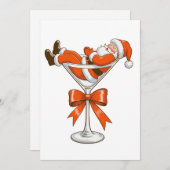 Santa Martini Coquette Girly Christmas Bow Festive Feestdagenkaart (Voorkant / Achterkant)