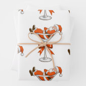 Santa Martini Coquette Girly Christmas Bow Festive Inpakpapier Vel (In situ)