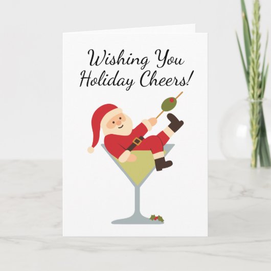 Santa Martini Holiday Cheers Christmas Card Kaart (Voorkant)