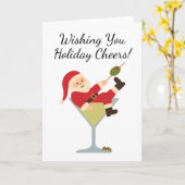 Santa Martini Holiday Cheers Christmas Card Kaart (Gele Bloem)