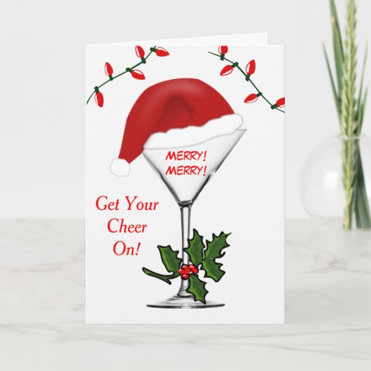 Santa Martini kerstlampjes halen je kamer aan Feestdagen Kaart (Voorkant)