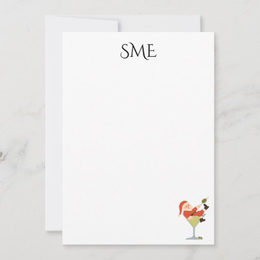 Santa Martini Monogram Thank You Cards Kaart (Voorkant)