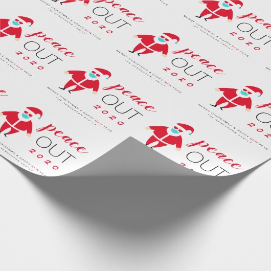 Santa Mask Peace Out 2020 Grappig kerstfeest Cadeaupapier (Hoek)