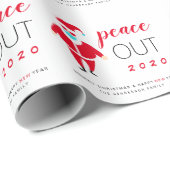 Santa Mask Peace Out 2020 Grappig kerstfeest Cadeaupapier (Rol Hoek)