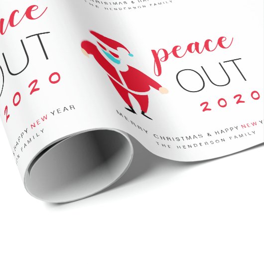 Santa Mask Peace Out 2020 Grappig kerstfeest Cadeaupapier (Rol Hoek)