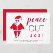 Santa Mask Peace Out 2021 Grappig kerstfeest Feestdagenkaart (Voorkant / Achterkant)