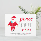 Santa Mask Peace Out 2021 Grappig kerstfeest Feestdagenkaart (Staand voorkant)
