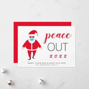 Santa Mask Peace Out 2021 Grappig kerstfeest Feestdagenkaart