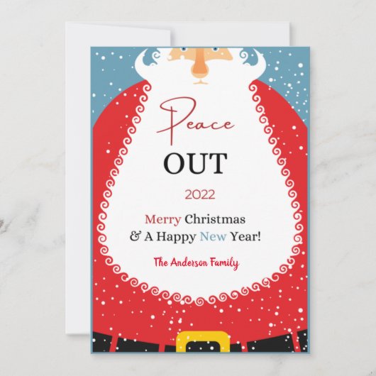 Santa Mask Peace Out 2022 Funny Kerstfeestdag Feestdagenkaart (Voorkant)