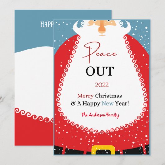 Santa Mask Peace Out 2022 Funny Kerstfeestdag Feestdagenkaart (Voorkant / Achterkant)