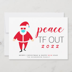 Santa Mask Peace TF uit 2022 Grappig kerstfeest Feestdagenkaart