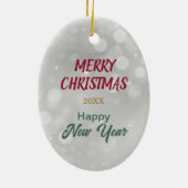 Santa Mastiff hond verpakt in kerstverlichting Keramisch Ornament (Achterkant)