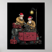 Santa Mechanic Christmas Funny Workshop Engine Rep Poster (Voorkant)