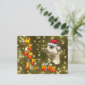 Santa Meerkat Merry Christmas Sparkling Briefkaart (Staand voorkant)