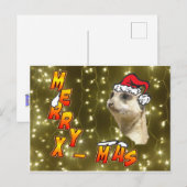 Santa Meerkat Merry Christmas Sparkling Briefkaart (Voorkant / Achterkant)