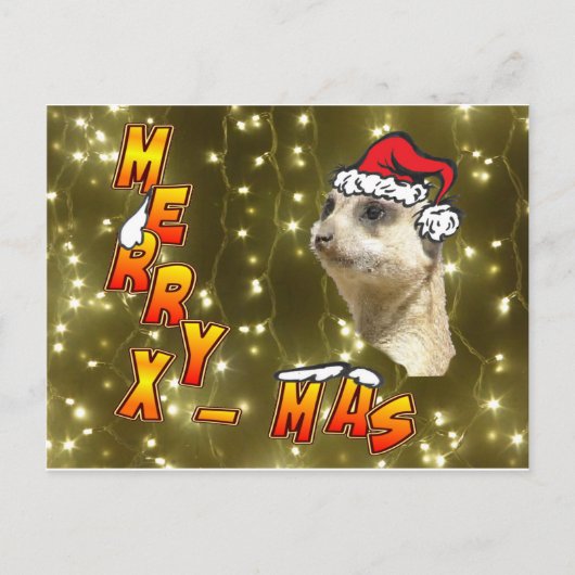 Santa Meerkat Merry Christmas Sparkling Briefkaart (Voorkant)