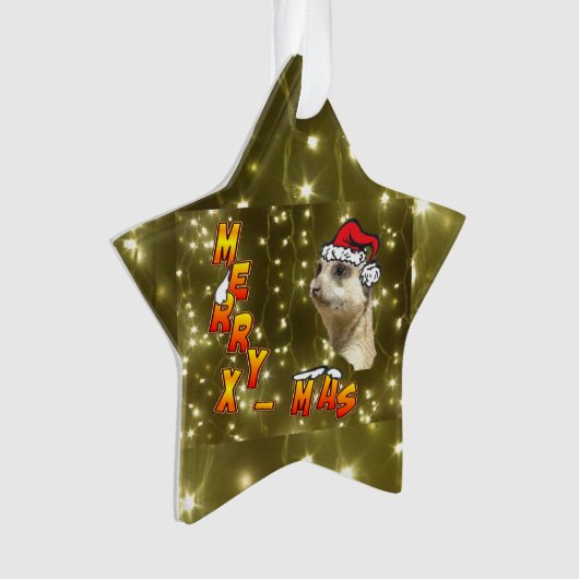 Santa Meerkat Merry Christmas Sparkling Ornament (voorkant)
