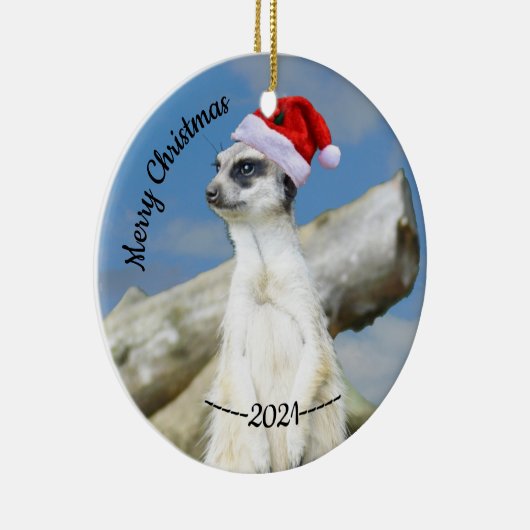 Santa Meerkat Merry Kerstkerstversiering Keramisch Ornament (Rechts)