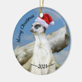 Santa Meerkat Merry Kerstkerstversiering Keramisch Ornament (Links)