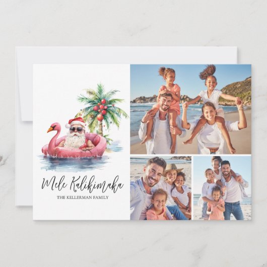 Santa Mele Kalikimaka Beach Kerstfoto Feestdagenkaart (Voorkant)