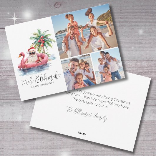 Santa Mele Kalikimaka Beach Kerstfoto Feestdagenkaart