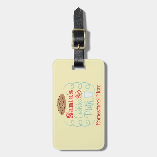 Santa Melk en Koekjes Homeschool Mam Bagagelabel (Voorkant verticaal)