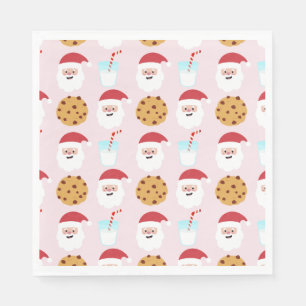 Santa Melk en koekjesroze papier Servet