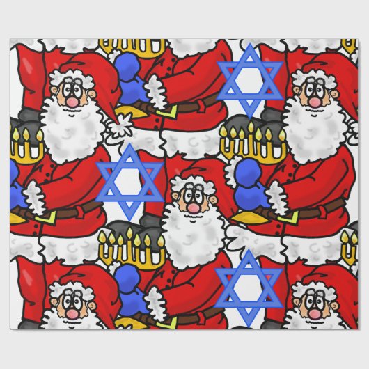 Santa Menorah Star van David Gift Wrap Cadeaupapier (Vlak)