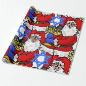 Santa Menorah Star van David Gift Wrap Cadeaupapier (Uitgerold)