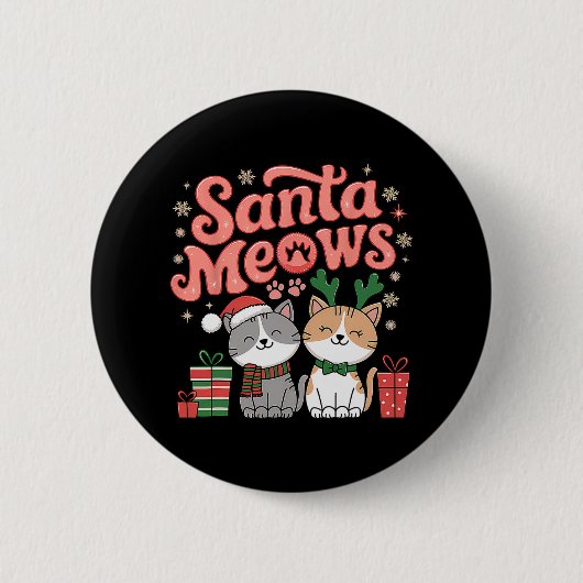 Santa Meows Schattigee Feestelijke Katten Kerst Ha Ronde Button 5,7 Cm (Voorkant)