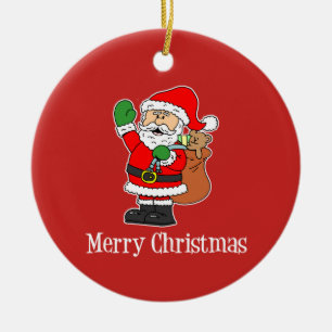 Santa Merry-Cartoon voor kerstmis Keramisch Ornament
