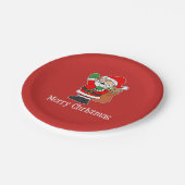 Santa Merry-Cartoon voor kerstmis Papieren Bordje (Gekanteld)