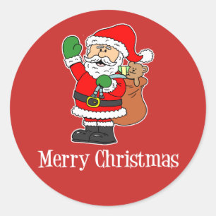 Santa Merry-Cartoon voor kerstmis Ronde Sticker