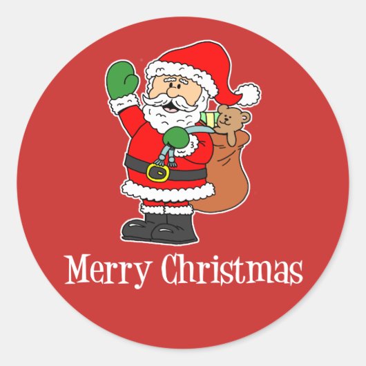 Santa Merry-Cartoon voor kerstmis Ronde Sticker (Voorkant)