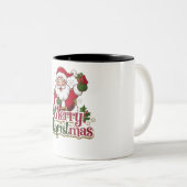 Santa Merry Christmas Day Design – feestelijke vak Tweekleurige Koffiemok (Voorkant rechts)