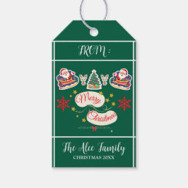 Santa Merry Christmas Gepersonaliseerd Groen Cadeaulabel