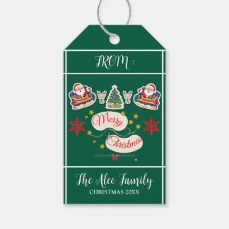Santa Merry Christmas Gepersonaliseerd Groen Cadeaulabel