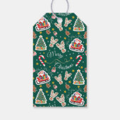 Santa Merry Christmas Gepersonaliseerd Groen Cadeaulabel (Achterkant)