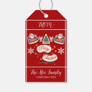 Santa Merry Christmas gepersonaliseerd rood Cadeaulabel
