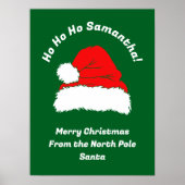 Santa Merry Christmas Modern Ho Ho Ho Name Poster (Voorkant)