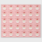 Santa Merry Christmas Persoonlijke naam Roze Cadeaupapier (Vlak)