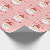 Santa Merry Christmas Persoonlijke naam Roze Cadeaupapier (Hoek)
