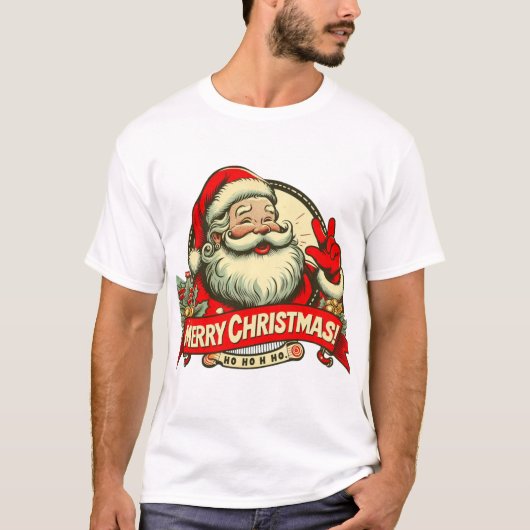 Santa Merry Christmas T-shirt (Voorkant)