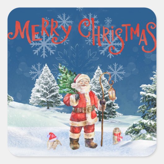 Santa Merry Cristmas Sticker (Voorkant)