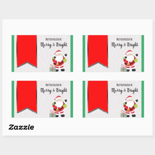 Santa Merry- en Bright Rechthoekige stickerlabels Rechthoekige Sticker (Vel)