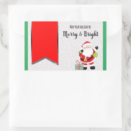 Santa Merry- en Bright Rechthoekige stickerlabels Rechthoekige Sticker (Tas)