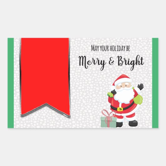 Santa Merry- en Bright Rechthoekige stickerlabels Rechthoekige Sticker (Voorkant)