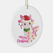 santa merry kerst axolotl keramisch ornament (Rechts)