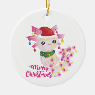 santa merry kerst axolotl keramisch ornament
