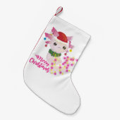 santa merry kerst axolotl kleine kerstsok (Voorkant (Hangend))